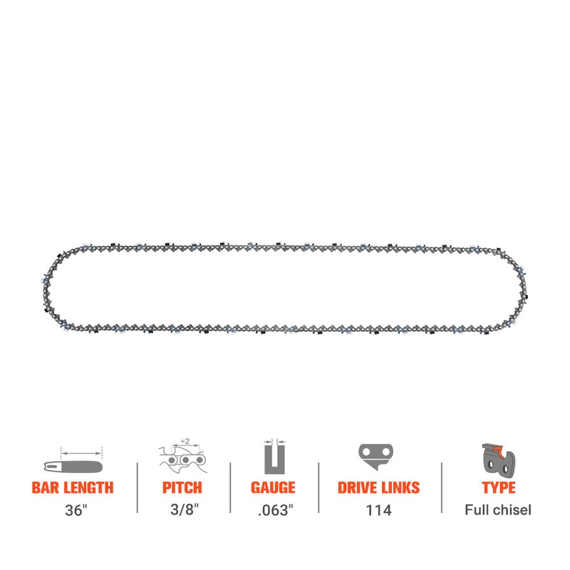 Hipa Full Skip Chain 3/8 .063 114 DL 36 Inch For Stihl MS441 MS461 MS460 MS360 046 036 Chainsaw