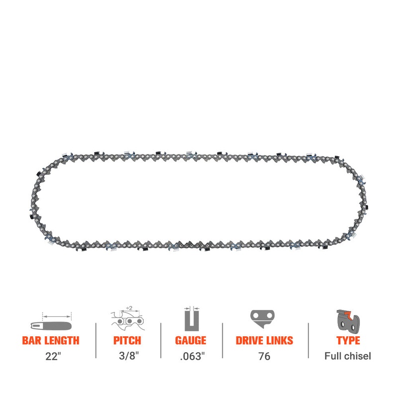 Hipa Full Skip Chain 3/8 .063 76 DL 22 Inch For Stihl MS461 MS460 MS440 066 MS290 028 Chainsaw