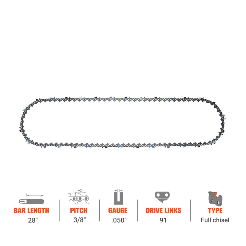 Hipa Full Skip Chain 3/8 .050 91 DL 28 Inch For Stihl MS660 MS661 MS441 MS440 Chainsaw