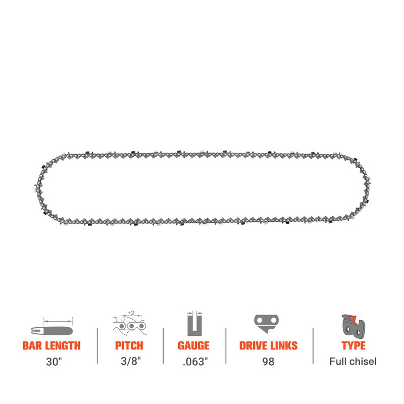 Hipa Full Skip Chain 3/8 .063 98 DL 30 Inch For Stihl MS 461 440 460 660 Poulan Chainsaw
